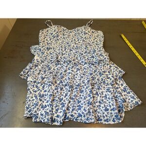 Open to offers !  Bye &bye Floral Ruffle Mini Dress in Blue and White